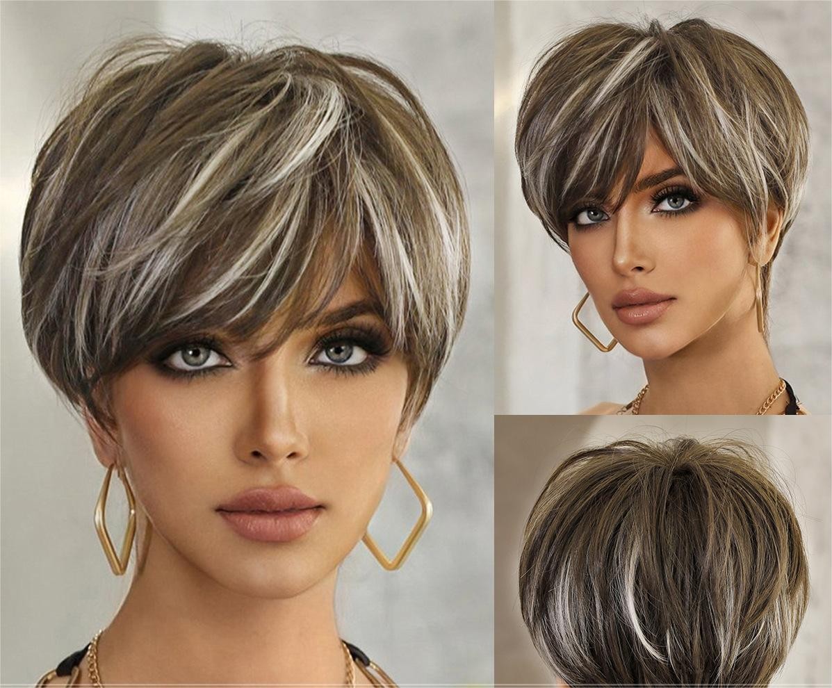 Golden Brown with Highlights Short Wig