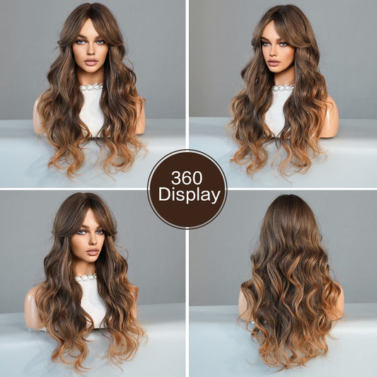 Warm Brown Ombre Wavy Lace Wig