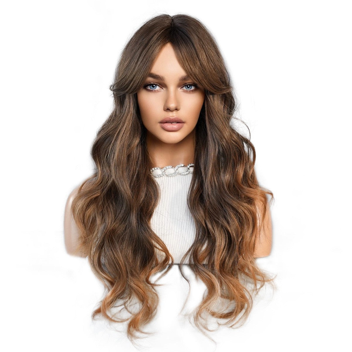 Warm Brown Ombre Wavy Lace Wig