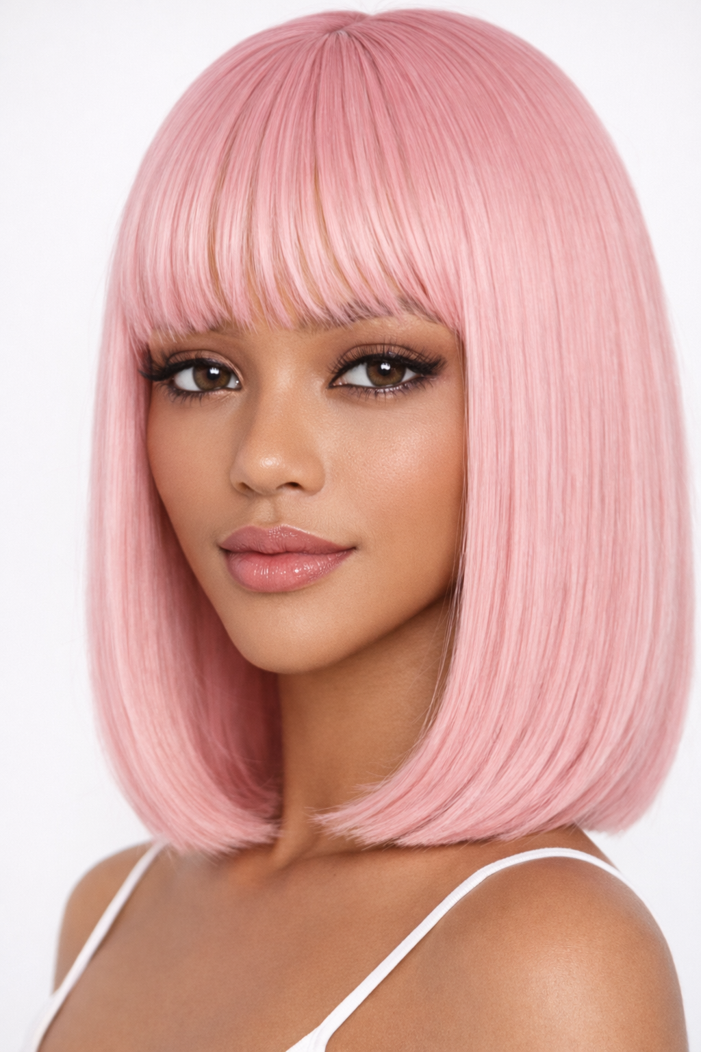 š Blush Pink Sleek Bob Synthetic Wig