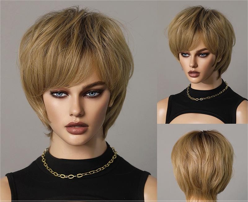 Golden Brown Short layered Wig