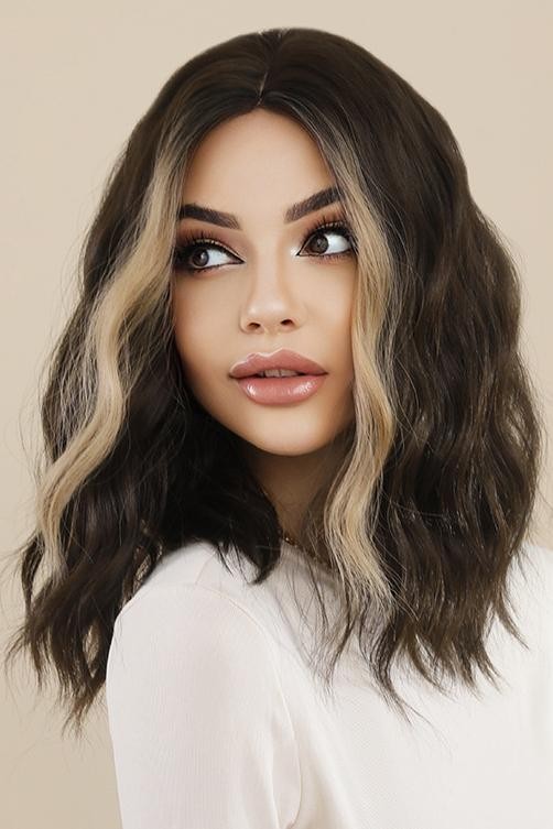 Black Ombre Shoulder-length Wavy Wig