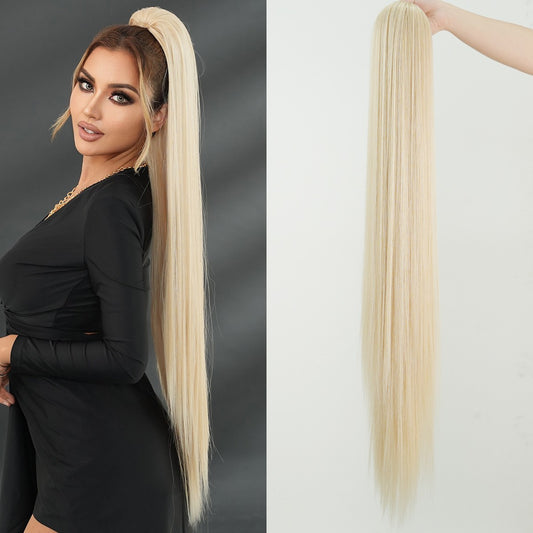 Extra Long Straight Ponytail Wig- Blonde