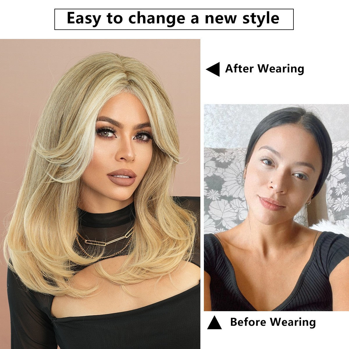 Ash Blonde Layered Wavy Wig