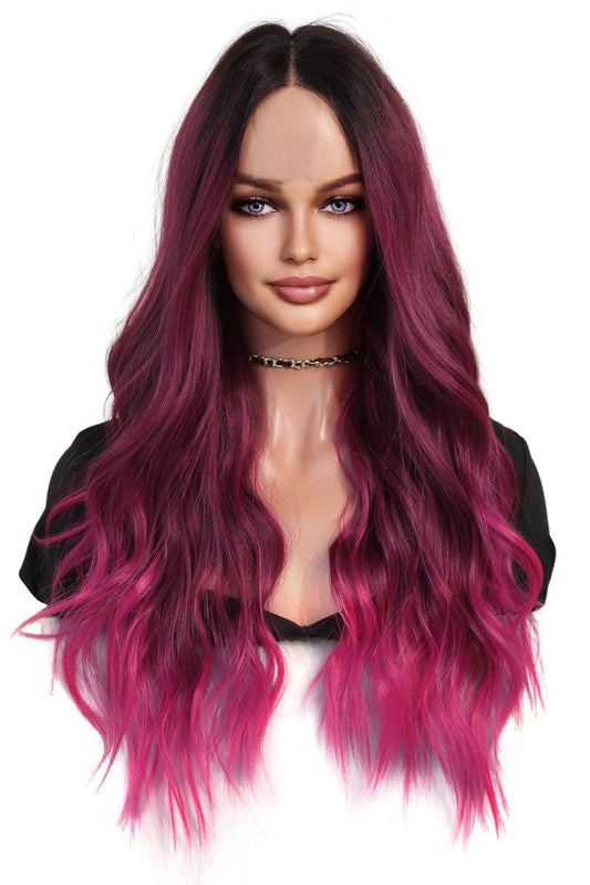 Rose Pink Ombre Wavy Lace Wig