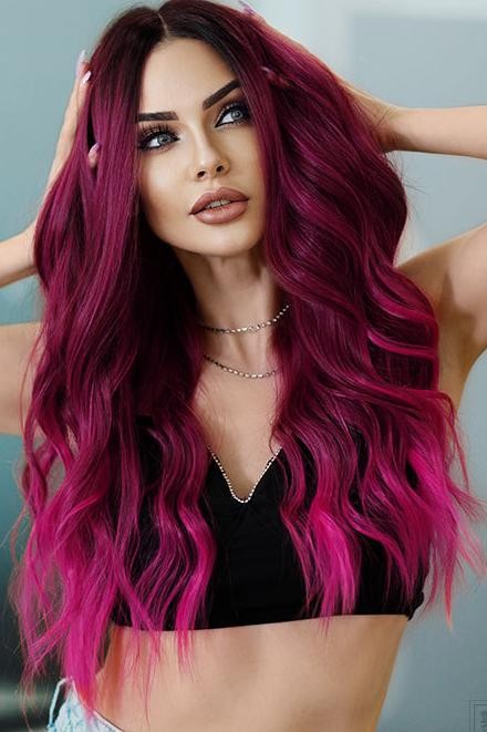 Rose Pink Ombre Wavy Lace Wig