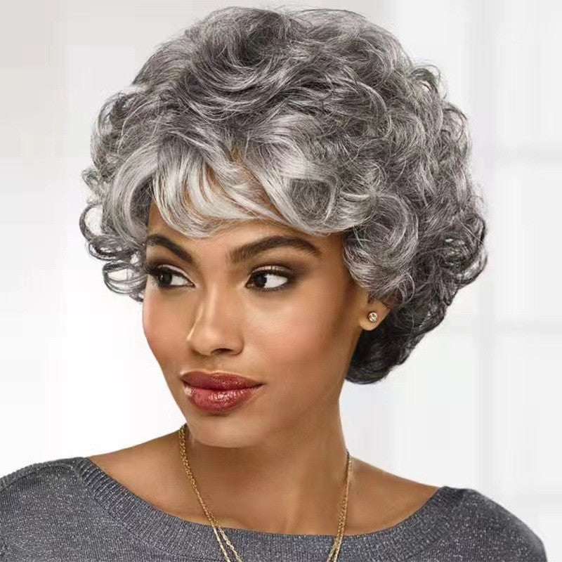 Short Curly Synthetic Wig- Gray