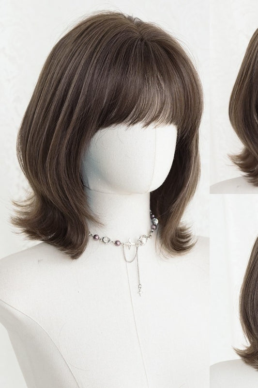 Brown Short Bob Wig- Medium Brown