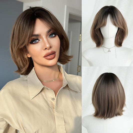 Brown Short Bob Wig - Dark Brown