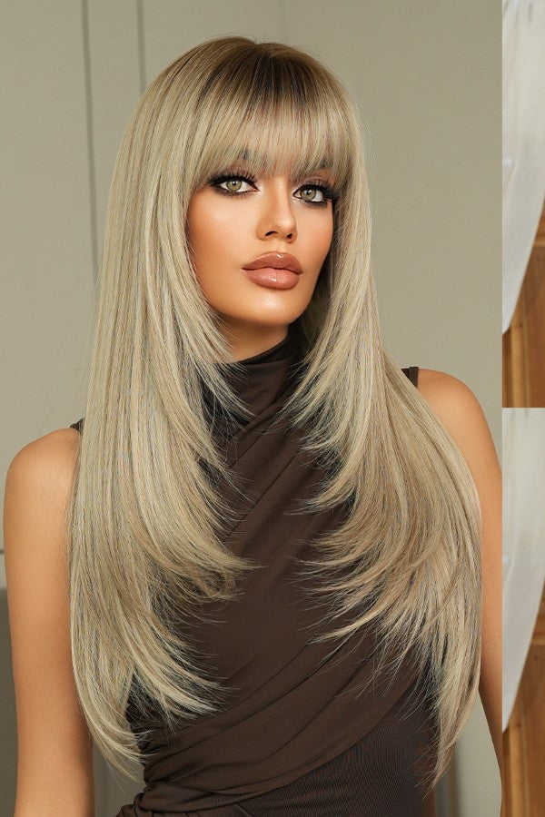 Layered Long Straight Wig- Blonde with darker base