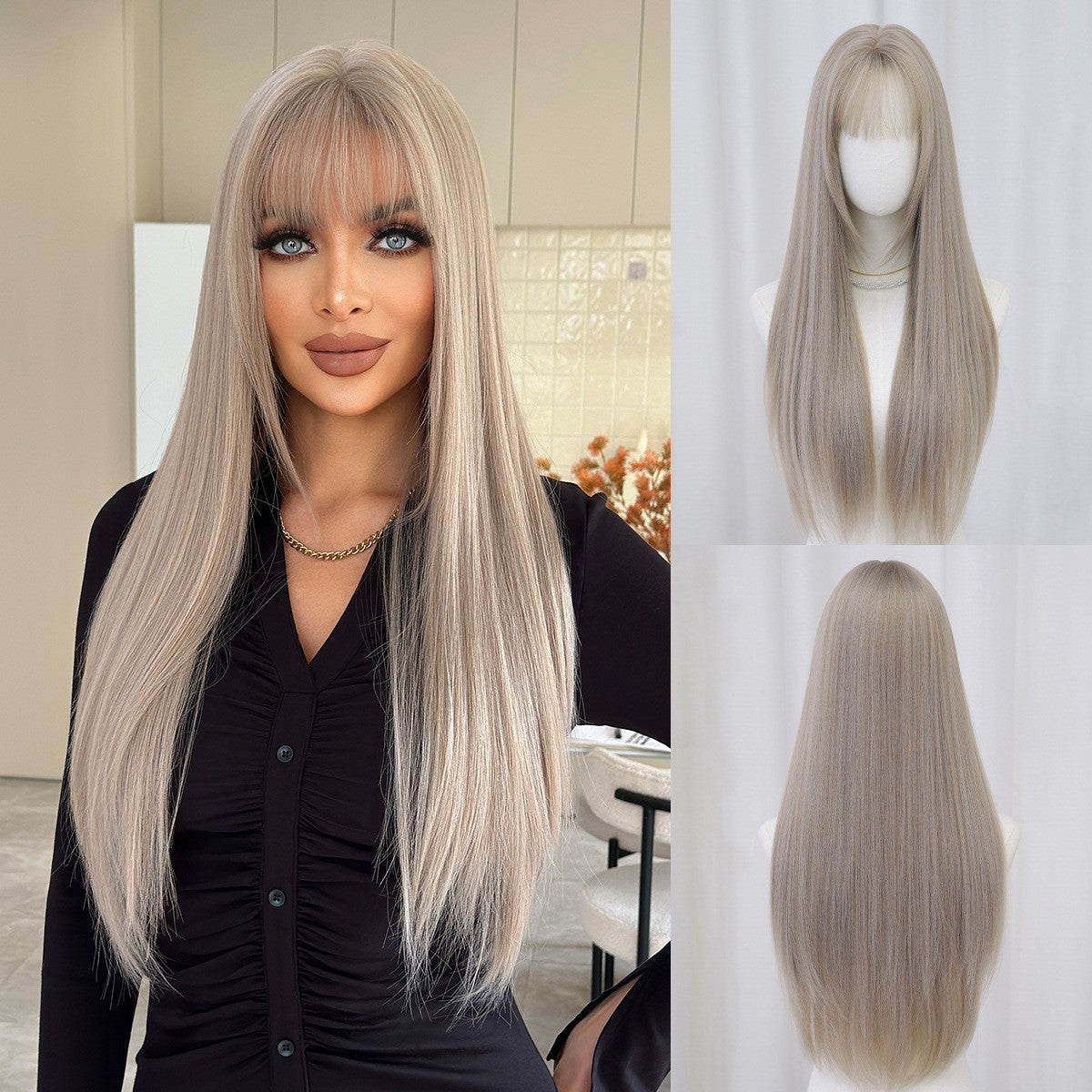 Extra Long Blunt Straight Wig- Blonde Beige