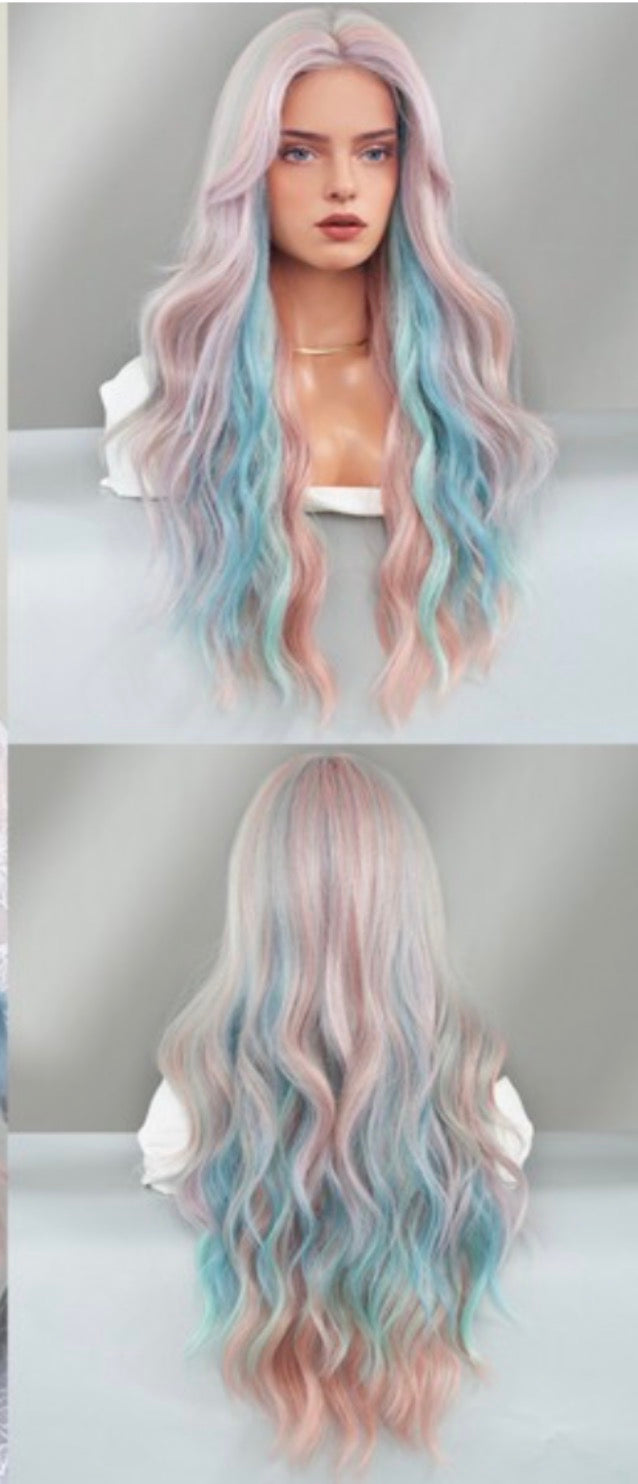 Starry Purple Lace Middle Curly Wig