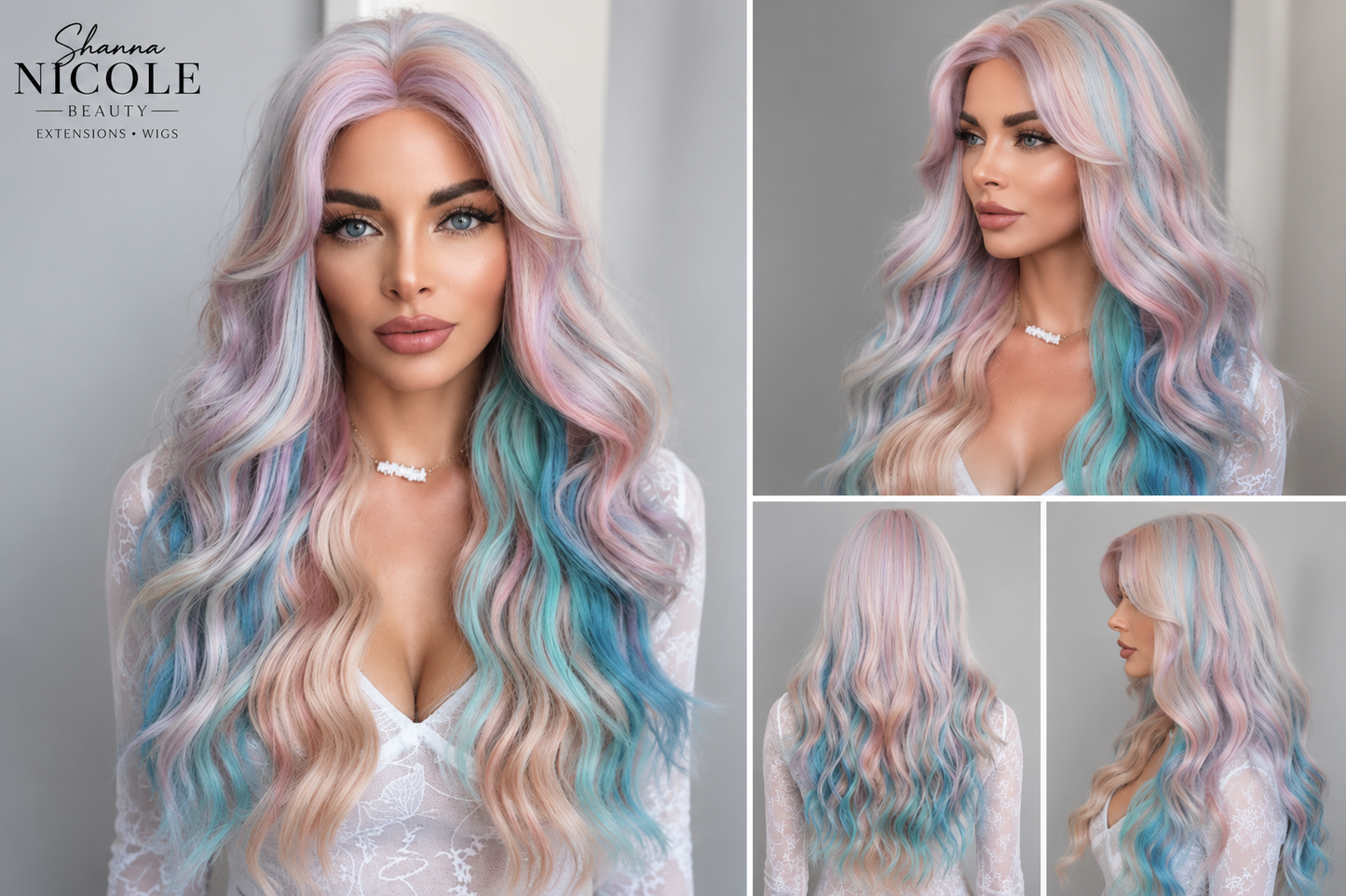 Starry Purple Lace Middle Curly Wig