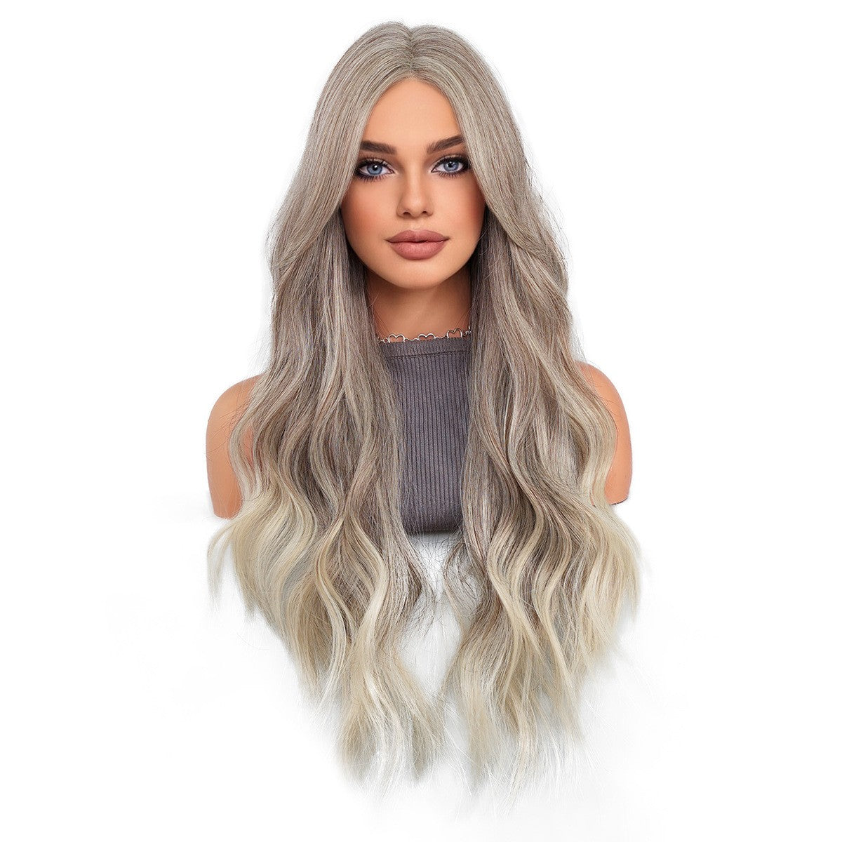 Milk Tea Brown Ombre Big Wave Wig