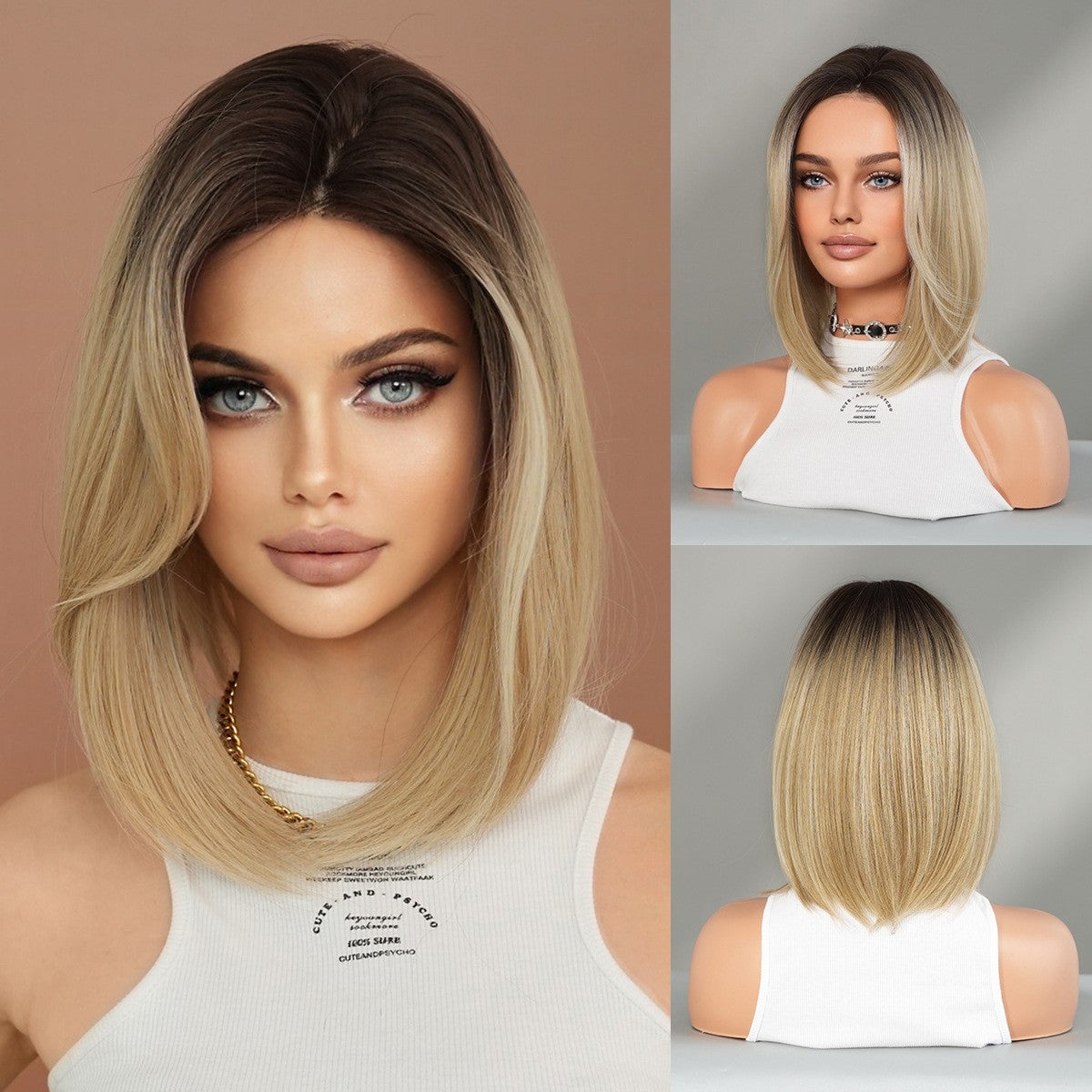 Gradient Blonde Bob Wig